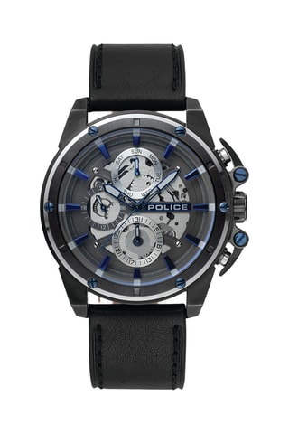 Montre à quartz en cuir et plaqué ion gris Splinter