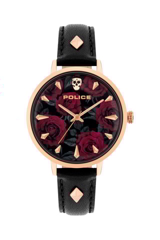 Montre à quartz en cuir et plaqué ion or rose Miona