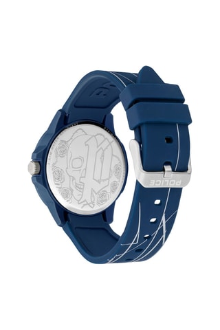 Montre à quartz en silicone Bleu et argenté