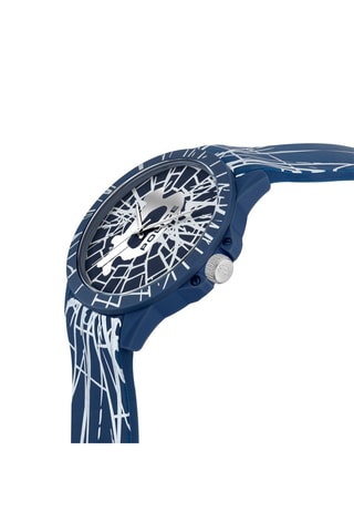 Montre à quartz en silicone Bleu et argenté