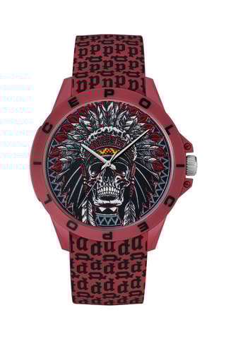 Montre à quartz en silicone Bordeaux et noir