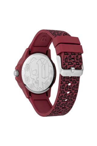 Montre à quartz en silicone Bordeaux et noir