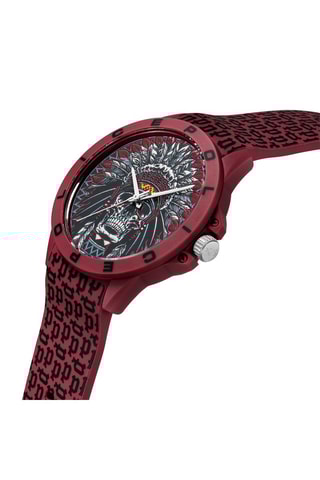Montre à quartz en silicone Bordeaux et noir