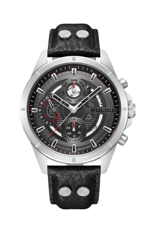 Montre à quartz en cuir Malawi - Noir et argenté