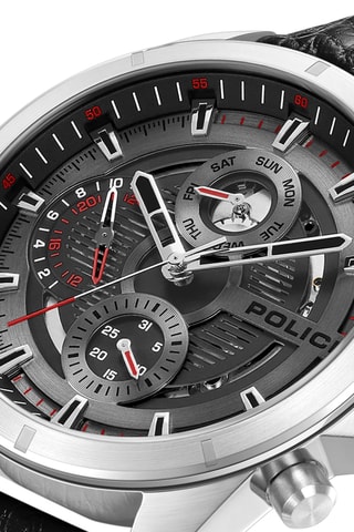 Montre à quartz en cuir Malawi - Noir et argenté