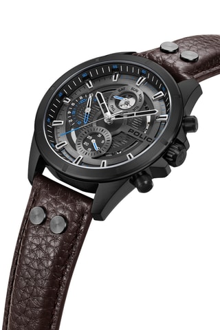 Montre à quartz en cuir Malawi - Marron foncé et noir