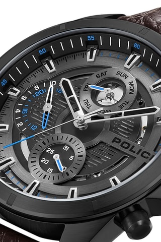 Montre à quartz en cuir Malawi - Marron foncé et noir