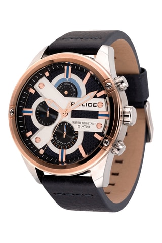 Montre à quartz en cuir et plaqué ion gris Houston