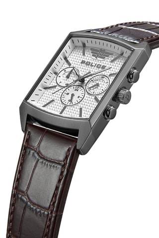 Montre à quartz en cuir Salève - Marron et argenté