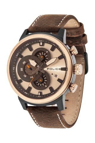 Montre à quartz en cuir et plaqué ion or rose et plaqué ion noir Toronto