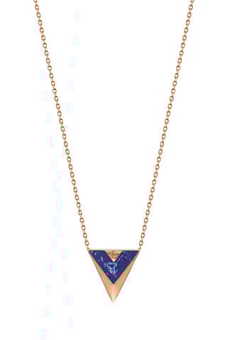 Collier en plaqué or rose et lapis-lazuli Delta