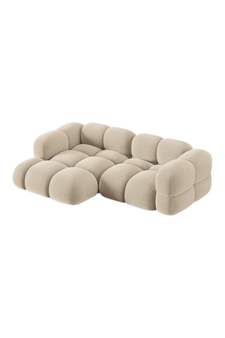 Canapé d’angle gauche Loretto - Beige clair - 3 places - Toucher velours