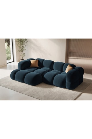 Canapé d’angle gauche Loretto - Bleu pétrole - 3 places - Toucher velours