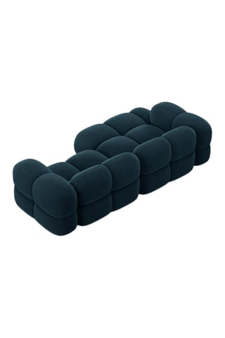 Canapé d’angle gauche Loretto - Bleu pétrole - 3 places - Toucher velours