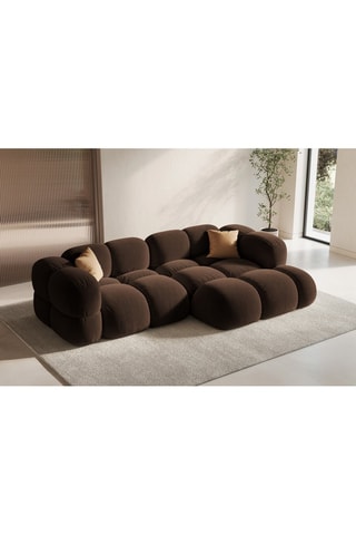 Canapé d’angle droit Loretto - Marron - 3 places - Toucher velours