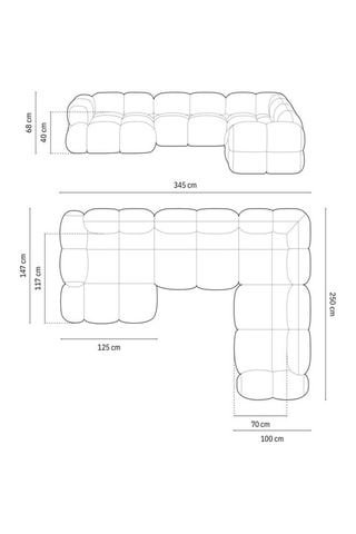 Canapé d’angle droit panoramique Loretto - Marron - 5 places - Toucher velours