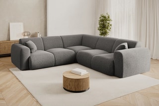 Canapé d’angle symétrique Nolio - Gris - 5 places - En polyester