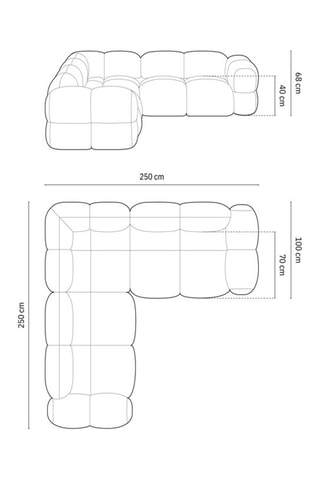 Canapé d’angle symétrique Loretto - Marron foncé - 4 places - Toucher velours