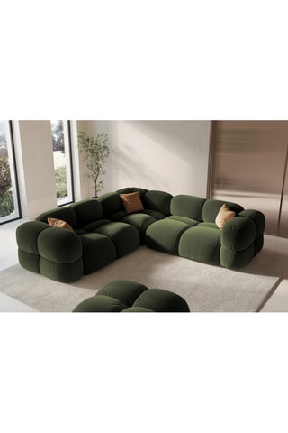 Canapé d’angle symétrique Loretto - Vert - 4 places - Toucher velours