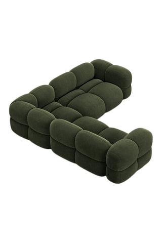 Canapé d’angle symétrique Loretto - Vert - 4 places - Toucher velours