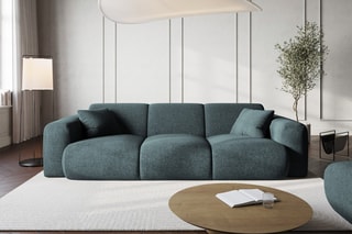 Canapé Nolio - Bleu pétrole - 3 places - En tissu chenille