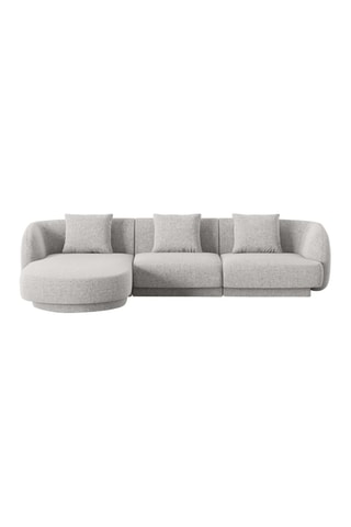 Canapé d'angle gauche Tulum - Gris clair - 4 places - En polyester - Toucher soie