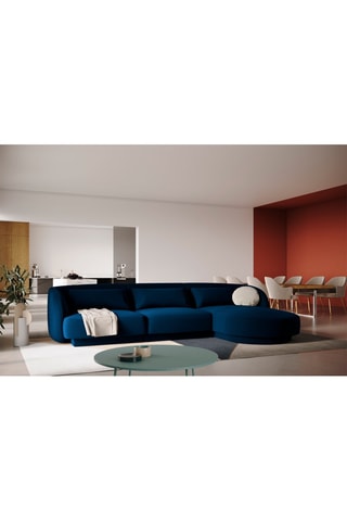 Canapé d'angle droit Tulum - Bleu roi - 4 places - Tissu velours