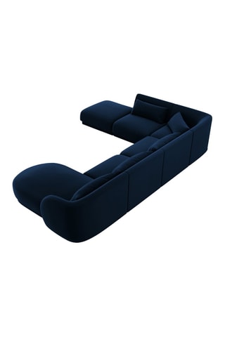 Canapé d'angle gauche panoramique Tulum - 
Bleu roi - 6 places - Tissu Tissu velours