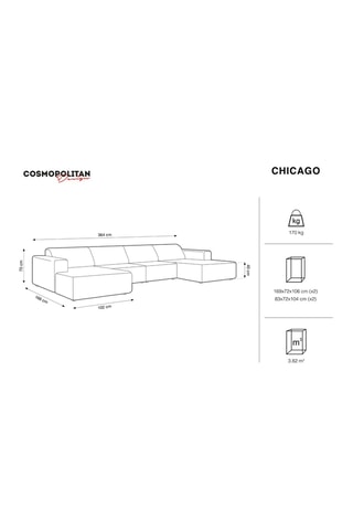 Canapé panoramique Chicago - 
Beige clair - 6 places - Tissu Tissu velours