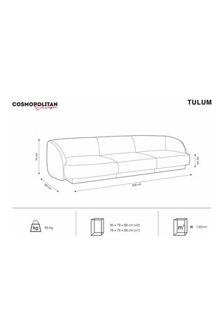 Canapé Tulum - Beige clair - 3 places - Tissu chenille