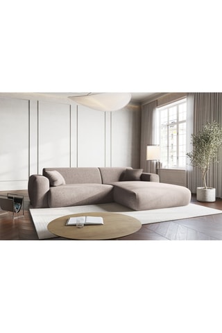 Canapé d'angle Nolio - Beige chiné - 4 places - En polyester - Toucher soie