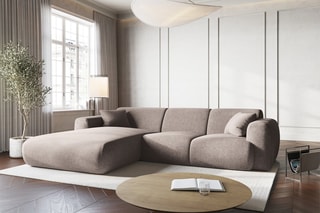 Canapé d'angle gauche Nolio - Beige - 4 places - En polyester - Toucher soie