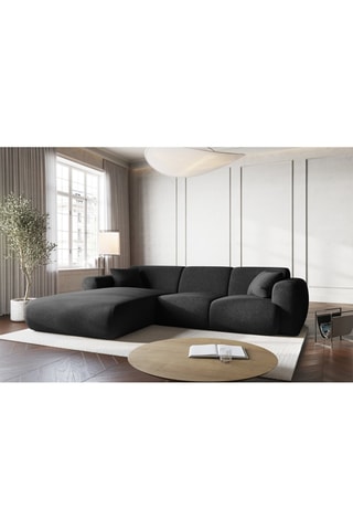 Canapé d'angle gauche Nolio - Noir - 4 places - En polyester - Toucher soie