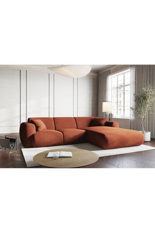 Canapé d'angle Nolio - Rouge brique - 4 places - En polyester - Toucher soie