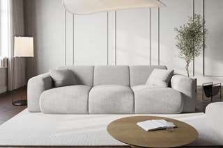 Canapé Nolio - Gris clair - 3 places - En polyester - Toucher soie