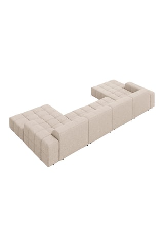 Canapé panoramique Velvet Chicago - Beige - 6 places - Tissu chenille