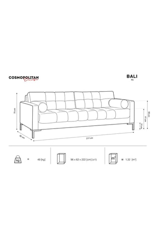 Canapé Bali - Beige clair - 4 places - Toucher velours