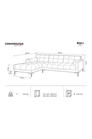 Canapé d'angle gauche Bali - Beige clair - 5 places - Toucher velours