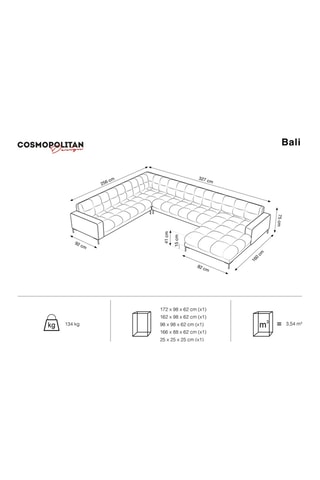 Canapé d'angle gauche Bali - Bleu roi - 7 places - Toucher velours