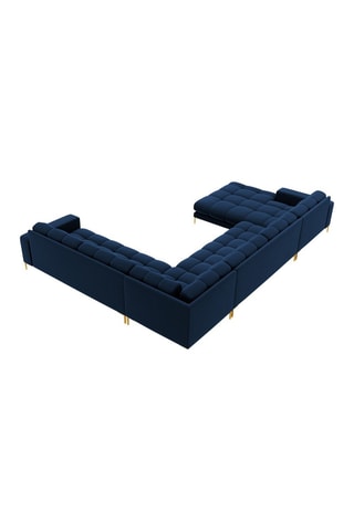 Canapé d'angle droit Bali - Bleu roi - 7 places - Toucher velours