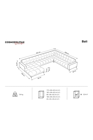 Canapé d'angle droit Bali - Bleu roi - 7 places - Toucher velours