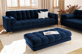 Canapé Bali - Bleu roi - 4 places - Toucher velours