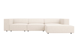 Canapé d'angle droit Arendal - Beige clair - 4 places - Tissu chenille