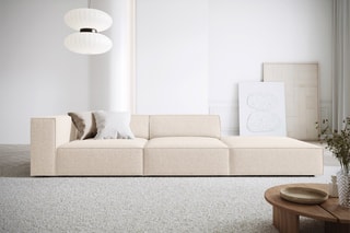 Canapé droit Arendal - Beige clair - 4 places - Tissu toucher chenille
