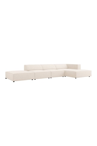 Canapé d'angle droit Arendal - Beige clair - 5 places - Tissu chenille