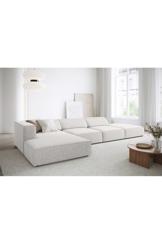 Canapé d'angle gauche Arendal - Gris clair - 5 places - En tissu velours