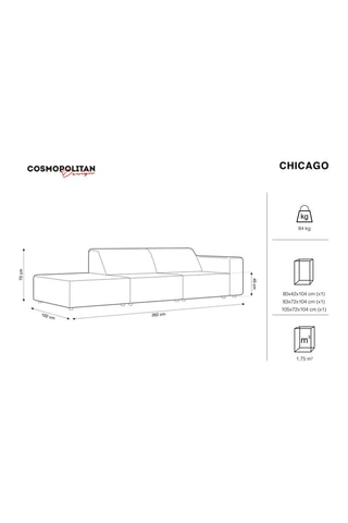 Canapé d’angle gauche Chicago - Argenté - 3 places - Tissu velours