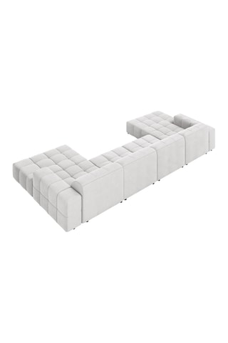 Canapé panoramique Chicago - Argenté - 6 places - Tissu velours