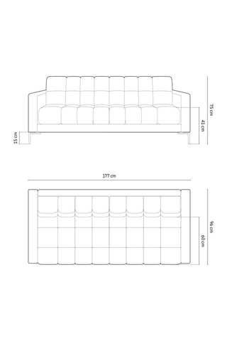 Canapé Bali - Ciel - 3 places -Toucher velours
