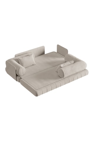 Canapé convertible Kemi - Beige - 3 places - En tissu velours